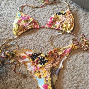 Luli Fama string rhinestone bikini